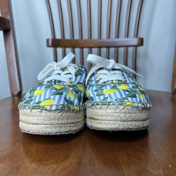 Gianni Bini Lemon Blue Stripe Espadrilles Platform Sneakers Sz 6.5 - Picture 6 of 10